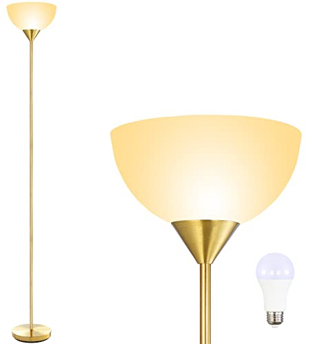 BoostArea Floor Lamp, 12W LED Standing Lamp, 70.1” Tall Lamp, Replacement LED Bulbs, 2700K Warm White, Eye-Caring, Torchiere Floor Lamps for Bedroom, Living Room, Office, Reading
