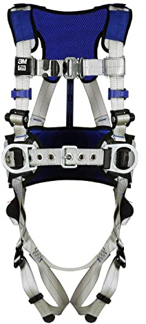 3M DBI-Sala ExoFit X100 Comfort Construction Positioning Safety Harness with Weight Distribution, OSHA, ANSI, 2 D-Ring Connections, Quick Connect Leg and Chest Buckles, Zinc Plated Steel, 1401052, L