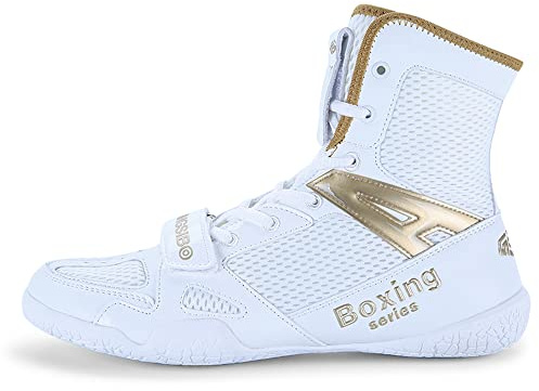 Youngtie Chaussures de Boxe pour Hommes Chaussures de Lutte Professionnelles Chaussures de Boxe pour garçons Chaussures de Sport Or EU 46