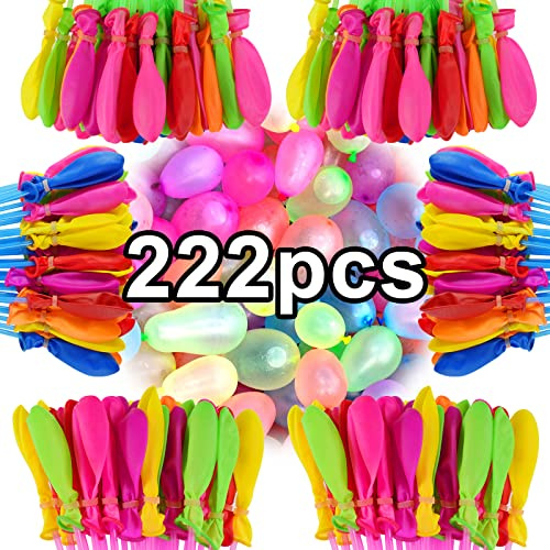 Bombe a Eau Ballon, Bombes à Eau en Grappe Biodegradable, Auto-scellantes sans Nœuds avec Remplissage Rapide, Jardin et de Plage Fête de La Piscine D'été pour Enfant et Adulte (222)