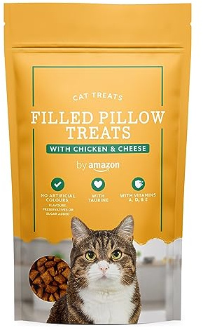 by Amazon - Friandises pour Chats - Petits Coussins au Poulet et au Fromage, 70 g