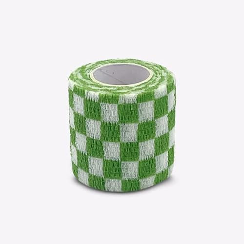 RIAAJ 4.8m Nastro Avvolgente Benda Elastica Autoadesiva Sportiva Colorata Per Cuscinetti Di Supporto Ginocchio Dito Caviglia Palmo Spalla-Verde Scozzese,7.5cmX4.8cm