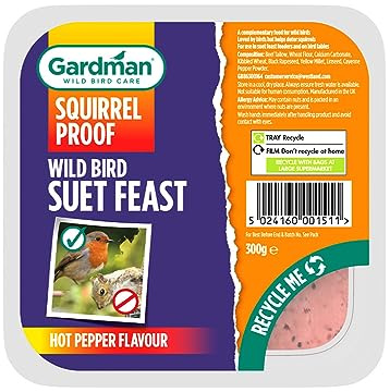 300g Suet Feasts Squirrel Proof Wild Bird, Bird Feed/Food, High Energy Suet Feasts, Added Chilli To Deter Pesky Squirrels
