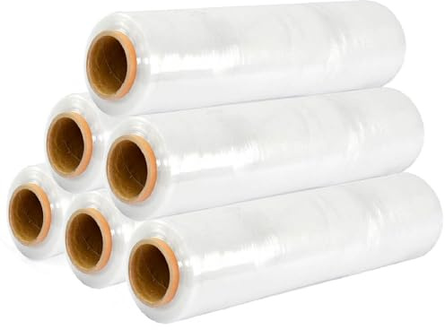 Coribi - Lot de 6 rouleaux de film étirable transparent 23 microns 500mm 1,8 kg film pour palettes emballage étirable rouleau de plastique extensible plastique emballage déménagement