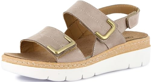 GRÜNLAND Moll - Sandalo Comfort Donna, Nubuk, Doppia Fibbia Regolabile, Chiusura a Strappo, Plantare Estraibile Dry-Soft in Lattice e Pelle, Suola Conforma, Tacco 4,5 Cm