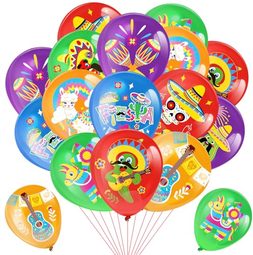 HOWAF Mexikanische Deko, Mexiko Deko Luftballons Mexikanisch Fiesta Luftballons Taco Kaktus Mexiko Fiesta Party Dekorationen Ballons für Mexikanische Festliche Cinco De Mayo Fiesta Geburtstags Party