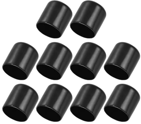 PATIKIL 30mm Embouts en Caoutchouc Vinyle Noir Flexible 10 Paquets | Capuchons de Protection de Boulon, pour Tiges de Tubes Métalliques Boulons