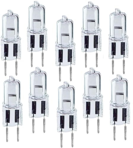 BULBEAWICK Presa a doppio pin GY6.35 24 Volt lampadina trasparente T4 dimmerabile G6.35 lampadine alogene 24V-75W 10 Pezzi
