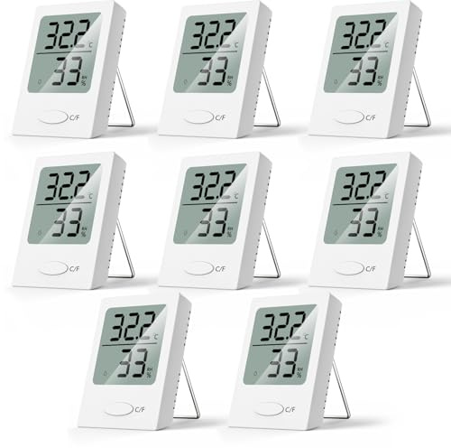 Hygrometer Thermometer Innen, Luftfeuchtigkeitsmesser with Groß LCD Anzeige von Celsius oder Fahrenheit, Digital Mini Hygrometer Gauge für Glas,Garten,Zuhause, BabyZimmer (8)