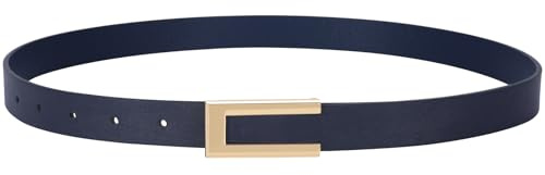 VONMELLI Cintura Elegante para Mujer Cinturón de Cuero Retro Cinturón Delgado para Vestidos Cinturones de Mujer para Jeans Pantalones con Hebilla Dorada, turquesa, L: Adatto per la vita 89cm-109cm