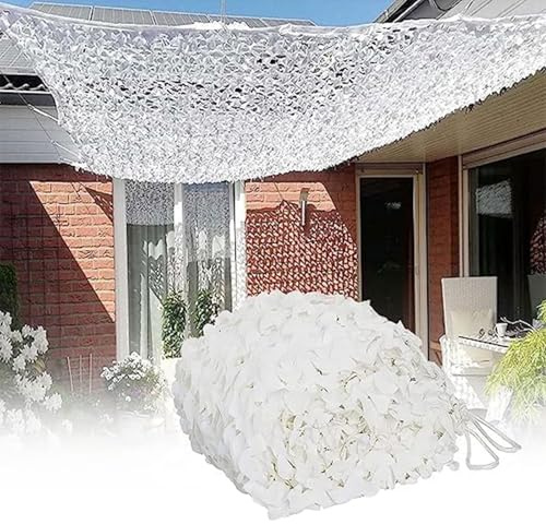 Tarnnetz Weiß 4 * 6m Camouflage Netz Militär Verstärktes Sonnenschutz Tarnung Netz 210D Sonnensegel, für Camping, Terrasse, Partydekoration