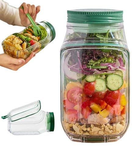 Salad Pod,2025 New Salad Pod with Leak Proof Salads Sauce Dressing Case, All-In-One Container, Reusable Vegetable Fruit Bowl,Vertical Layering SaladPod Built-In Bowl Design,Keep it Fresh (1)