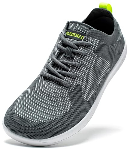 HOBIBEAR Scarpe unisex a piedi nudi | ampia scatola | Sneakers traspiranti per il tempo libero, grigio., 44 EU Larga