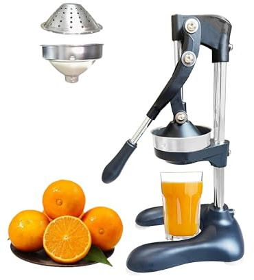 KAJILE Manuell Citruspress, Handpressad Fruktpress med Fyra Sugkoppar, Citruspress,Svart Enfärgat
