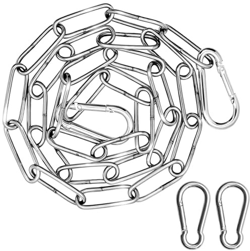 2 Rotoli Catena Acciaio Inox, Catenella in Metallo, 3 mm x 1 m Catena in Acciaio Inossidabile, Catenelle di Sicurezza per Cancelli, recinzioni, porte, biciclette, con 4 lucchetti di sicurezza