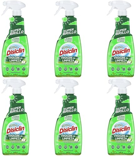 Pack 6 Limpiador Multiusos con Vinagre de Manzana Disiclin – Spray Antigrasa, Eliminador de Suciedad, Limpiador Natural para Cocina, Baño y Hogar