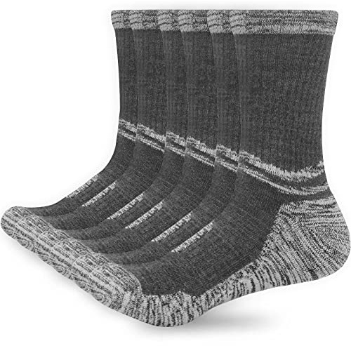 ouhos Women Ladies Cushioned Walking Hiking Socks Size 4-7, Black Thick Anti Blister Thermal Winter Work Sports Cotton Crew Socks 3 Pairs