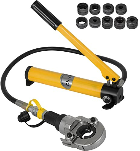 SanBouSi 6T hydraulisk presstång kopparrör V/TH-rörpress-set, pressverktyg med 360° vridbart huvud, pressback, radialpresverktyg för aluminiumrör, PEX-rör, PB-rör, rostfritt stålrör