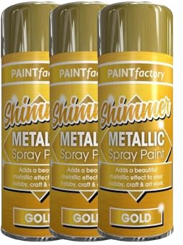 PNJB Metallic Gold Spray Paint (200ml) Multipurpose Use Spray For Metal, Wooden Furniture, Interior & Exterior Decoration, Go-To Solution, Long-Lasting, Shimmering Finish (3)
