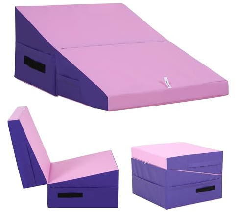 PayLessHere Gymnastics Tumbling Mats Incline Tumbling Mat Folding Gymnastic Tumbling Mat 34x24 lnch Indoor/Outdoor Exercise Mat Home Gym Yoga Mat with Handle
