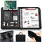 WONSEFOO Conference Folder A4 Zipped Magnetic Handle with Phone Stand & 2-Layers Pocket & Elastic Loops. PU Leather Padfolio Portfolio Case Business Ring Binder, Clipboard for Interview