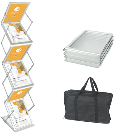 HUAZI Literature Rack Brochure Stand Foldable Catalog Rack Portable 6 Pockets with Carrying Bag for Trade Show Exhibitions Office Retail Store