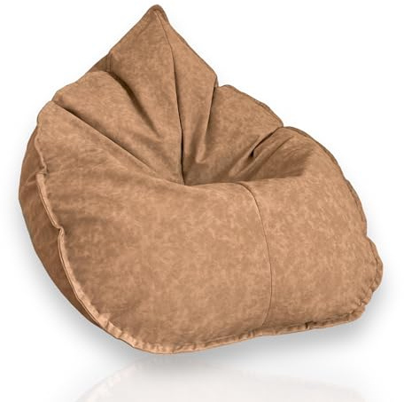 Aiire Pouf Poltrona Design en Ecopelle - [100x100x90 cm] Puffo per Sedersi XXL, Pouffe Salotto o Camera da Letto per Bambini o Gamer - Bean Bag per lettura o Puf Cuscini da Pavimento Beige