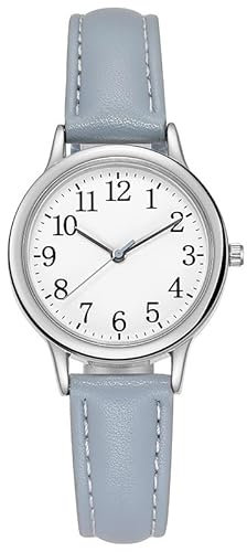 LIWEARE Damenuhr, Damen Analog Quarz Uhr mit Leder Armband, Uhren Damen Einfache Business Klassische Armbanduhr Lässig Quarzuhr Kleideruhr (Himmelblau)
