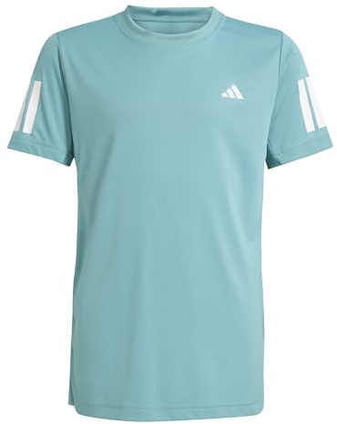 adidas Boy's Boys Club Tennis 3-Stripes T-Shirt, Powder Teal, 9-10 Years