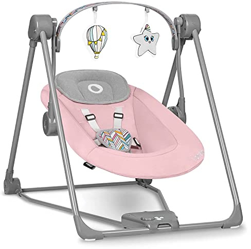 LIONELO Baby Rocker OTTO from Birth, with Nature Sounds, Timer, 5 Levels Speed Electric Swing, Bouncer for Newborns & Infants, Soft Cushion, 5-Point Harness, Compact Fold, Portable, Cord & Batteries