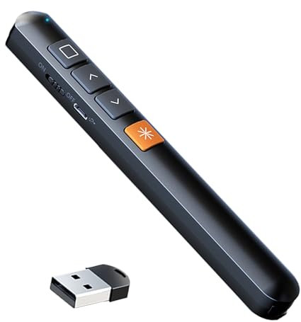 zoerbufan Presenter mit Laserpointer Fernbedienung 100m Reichweite, Kabellose 2.4 GHz Powerpoint Fernbedienung für Windows 7/8/10/Mac/Linux/Android/PowerPoint
