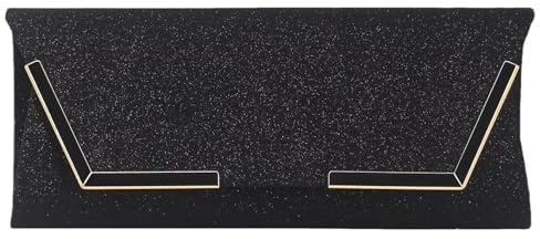 LQSCJS Clutch dam kvällsväska, elegant kvällsväska damer kuvertväska, damer kuvert clutch elegant aftonväska för bröllop, fest, bankett, svart