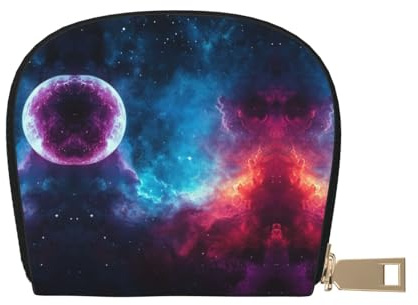 ASDJHFABKY Universe Leather Bag Cosmic Cloud Wallet Nebula Galaxy Card Pack New Parents - Pediatrician and Pharmacy Cards 9X11CM