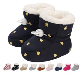 Monstoyo Stivaletti Neonata Neonato Pantofole Antiscivolo Termiche Fodera in Pile Babbucce Scarpe Invernali Morbido Cotone Scarpine Primi Passi Stivali da Neve Calzini Caldi Stella Marina 6-12 Mesi