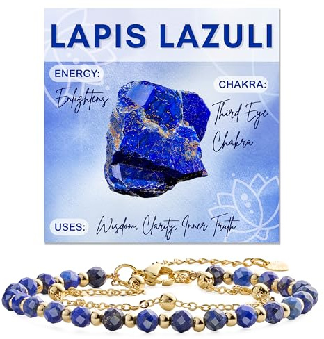 Farfume Lapislazzuli Bracciale Pietre Naturali per Donna Perle in Pietra Naturale da 4mm Gemme Lavorate a Mano Gioielli Ideale Regalo