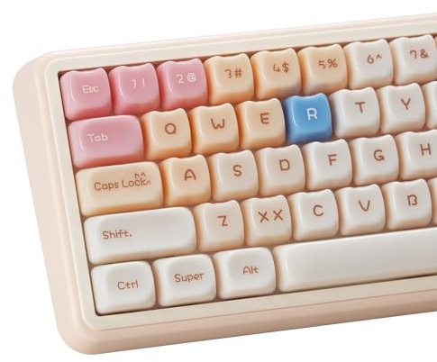 Rainy75 Jelly Jade Keycaps, Translucent Cute Ragdoll Cat Key caps, Mao Profile, Custom 148 Keys Set for 100%, 75%, 65%, 60% Mechanical Keyboard (Pink)