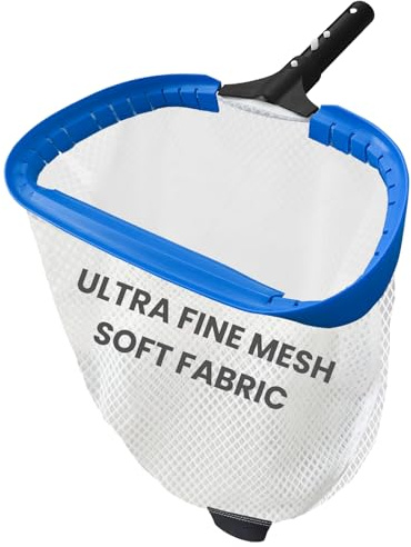 Poolvio 14 Pool Skimmer Net – Heavy Duty Leaf Net with Aluminum Frame with Diamond-Pattern Ultra-Fine Soft Mesh Bag – Pool Cleaning Tool for Leaves, Sand, Pollen & Small Debris (No Pole)
