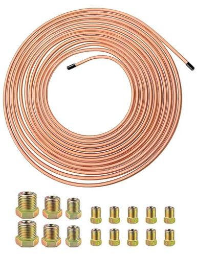Tubo de Línea de Freno 3/16,Kit De Accesorios De 7.6 Metros Con Recubrimiento De Aleación 3/16 - Conexión de Manguera Flexible para Hidráulico de Frenado y Reparación de Automóvil