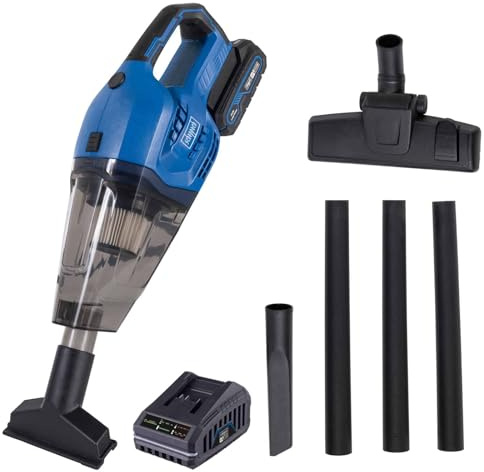 Scheppach C-HVC150-X - Aspiradora de mano con batería (20 V, potencia de aspiración de 10 kPa, serie IXES de 20 V, depósito de 560 ml, incluye 3 boquillas y tubos de extensión, con batería de 2 Ah y
