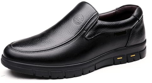 Zapatos de vestir de cuero sin cordones for hombre, ligeros, flexibles, cómodos, for uso diario informal de negocios.(Schwarz,39 EU)