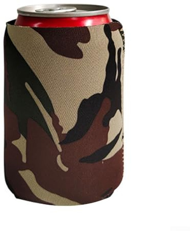 Gdfnmogo Camping for Can Neopreno para picnics de peso pluma para bebidas de cerveza con aislamiento térmico y agarre antideslizante (camuflaje)
