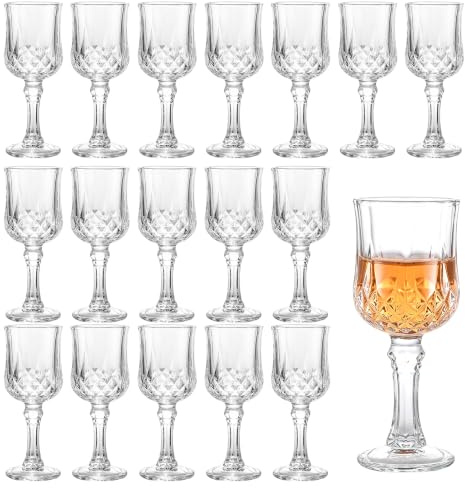 WOPPLXY Bicchieri da liquore con stelo, 18 pezzi, 50 ml, motivo diamante
