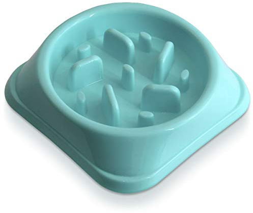 iGadgitz Home U6969 - Small Slow Eating Dog Bowl - Puppy Kitten Junior Pet Interactive Maze Feeder Puzzle Anti Choke - Blue
