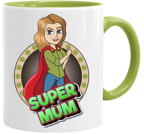 Acen Merchandise Tazza da mamma con scritta Super Mum e confezione regalo, tazza da caffè per la prima colazione, regalo di compleanno per la festa della mamma e della mamma