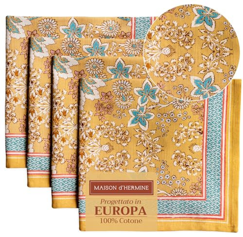 Maison d' Hermine Servietten, 100% Baumwolle, Set mit 4 dekorativen Oster-Stoffservietten, waschbar, Abendessen, Servietten für Abendessen, Babyparty, Marquise – Frühling/Sommer (45cm x 45cm)