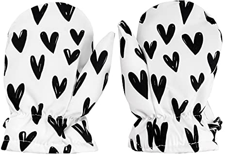 JIAHG Moufle de Ski Imperméable pour Enfant 3-5 Ans Gants d'hiver Snowboard et Neige Épais Chaud Gants Complets Motif à Dinosaure Doublure en Polaire Ajustable pour Sports en Plein Air (Blanc Noir)