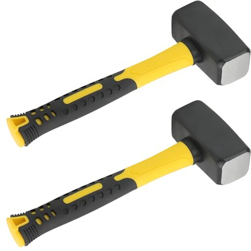 HEIYUET 2 martelli da 2000 g con manico in fibra di vetro per muratura, utensili domestici, cantieri