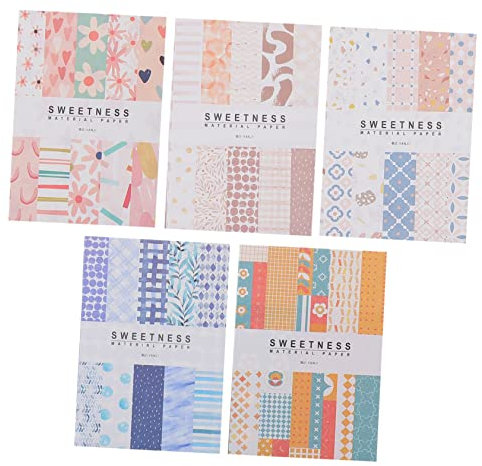 VILLFUL 5pcs Pack Pocket Material Paper Adhesive Memo Pad Scrapbook Paper Pad Self Adhesive Memo Note Washi Tape Paper Scratch Pad Sticky Memo Pad Stationery Paper to Do List Notepads Scro