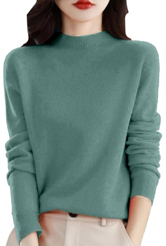 VLOYSR Merinowolle Pullover Damen Winter Stehkragen First-Line Ready to Wear Langarm nahtlosem Strickpullover