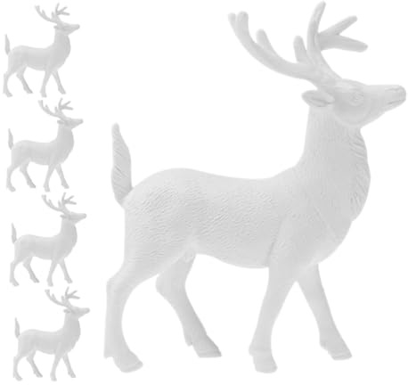 Cabilock Adornos Navideños De Ciervos 5pcs Figuras De Reno Miniaturas Decoración De Plástico Resistente